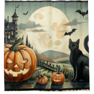 Halloween/Herbst/Herbst/Kürbis/Katze Duschvorhang