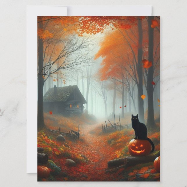 Halloween/Herbst/Herbst/Kürbis/Katze Feiertagskarte (Vorderseite)