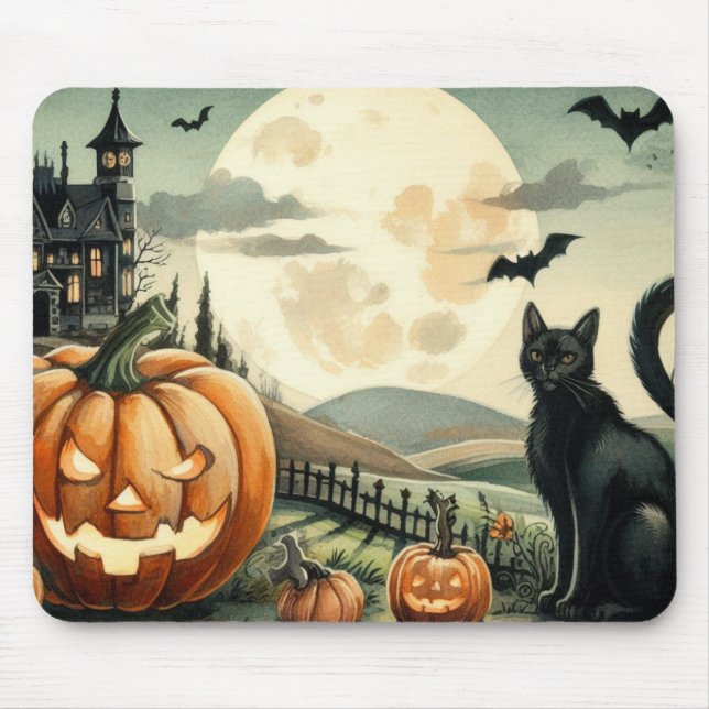 Halloween/Herbst/Herbst/Kürbis/Katze Mousepad (Vorne)