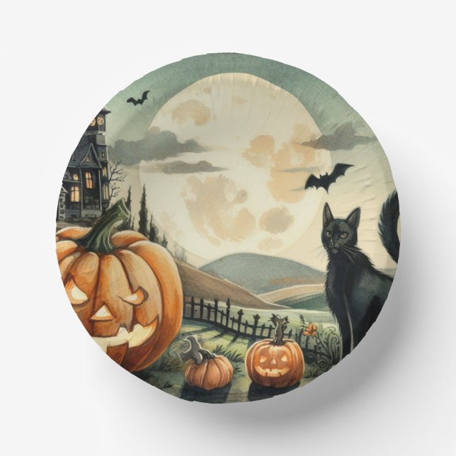 Halloween/Herbst/Herbst/Kürbis/Katze Pappteller (Vorderseite)