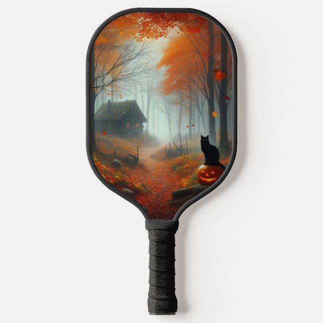 Halloween/Herbst/Herbst/Kürbis/Katze Pickleball Schläger (Vorderseite)