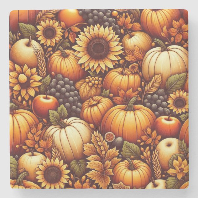 Halloween/Herbst/Herbst/Kürbis Steinuntersetzer (Vorderseite)