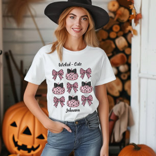 Halloween / Herbst Kürbis und Bogen rosa Coquette Tri-Blend Shirt