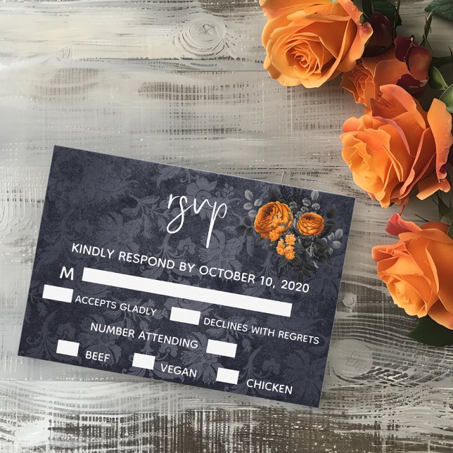 Halloween Herbst Orange Rose RSVP Karte (Von Creator hochgeladen)