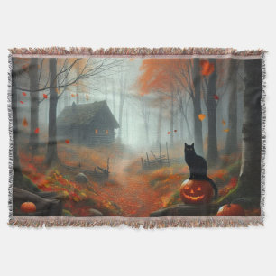 Halloween/Herbst/Spätherbst/Kürbis/Katze Decke