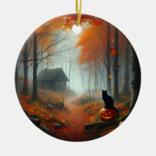 Halloween/Herbst/Spätherbst/Kürbis/Katze Keramik Ornament