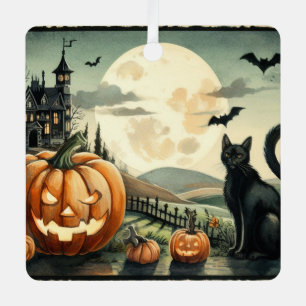 Halloween/Herbst/Spätherbst/Kürbis/Katze Ornament Aus Metall