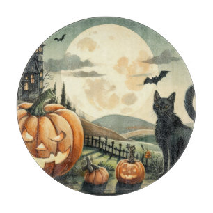Halloween/Herbst/Spätherbst/Kürbis/Katze Schneidebrett