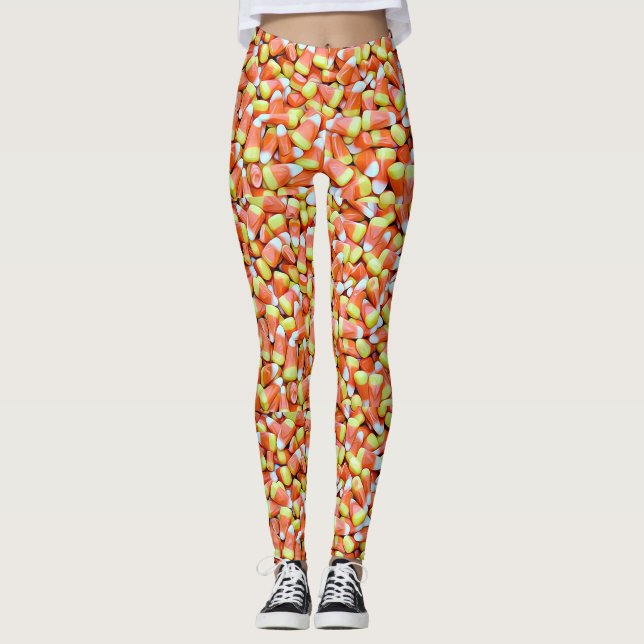 Halloween-Herbst-Süßigkeits-Mais-Leggings orange Leggings (Vorderseite)