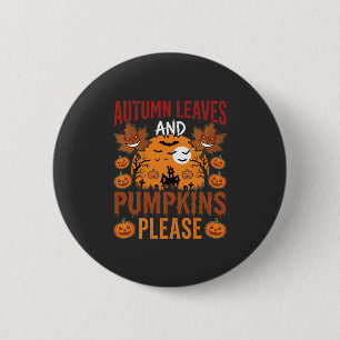 Halloween Herbstblätter und Kürbisse Gruseliger Ve Button