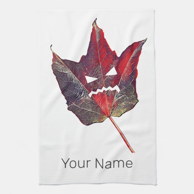 Halloween-Herbstblätterblättriger Erntedank Geschirrtuch (Vertikal)