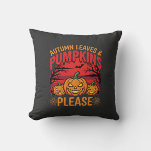 Halloween Herbstlaub und Kürbisse Bitte Design Kissen