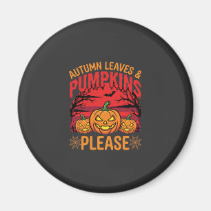 Halloween Herbstlaub und Kürbisse Bitte Design Magnet