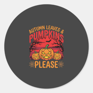 Halloween Herbstlaub und Kürbisse Bitte Design Runder Aufkleber