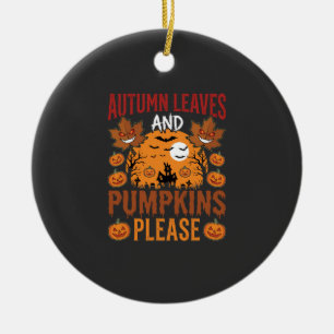 Halloween Herbstlaub und Kürbisse Gruseliger Vekto Keramik Ornament