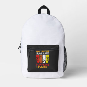 Halloween Herbstlaub und Kürbisse Vintage-Design Bedruckter Rucksack