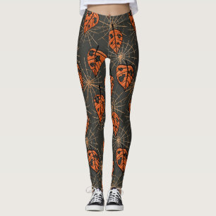 Halloween Herbstlaub und Spinnennetze Leggings