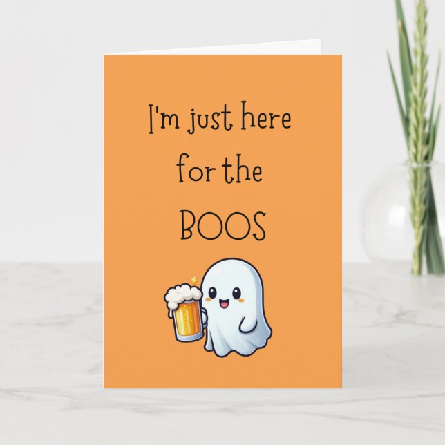 Halloween "Here for boos" Niedliches Gespenst Karte (Vorderseite)