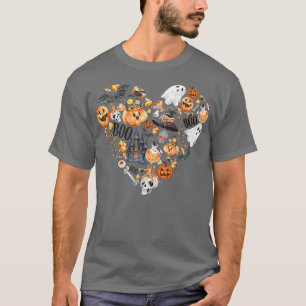 Halloween-Herz mit Kürbissen Geister Spukhaus T-Shirt