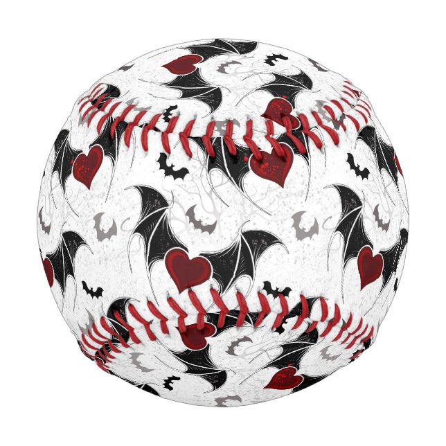 Halloween-Herz mit schwarzen Fledermausflügeln Baseball (Vorderseite)