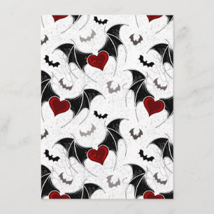 Halloween-Herz mit schwarzen Fledermausflügeln Begleitkarte