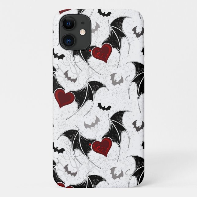 Halloween-Herz mit schwarzen Fledermausflügeln Case-Mate iPhone Hülle (Rückseite)