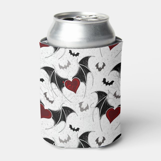Halloween-Herz mit schwarzen Fledermausflügeln Dosenkühler (Kanne Vorderseite)