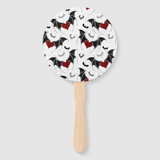 Halloween-Herz mit schwarzen Fledermausflügeln Fächer (Vorderseite)