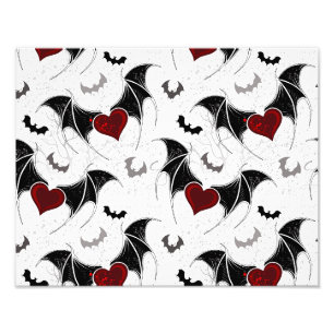 Halloween-Herz mit schwarzen Fledermausflügeln Fotodruck