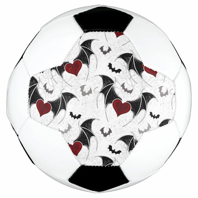 Halloween-Herz mit schwarzen Fledermausflügeln Fußball (Vorderseite)