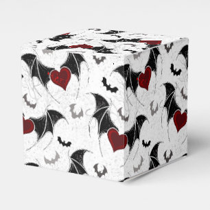 Halloween-Herz mit schwarzen Fledermausflügeln Geschenkschachtel