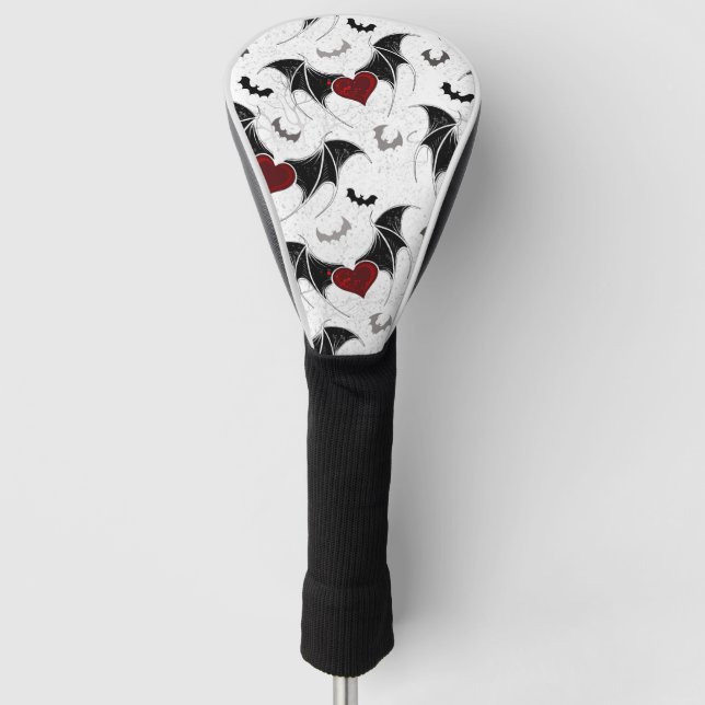 Halloween-Herz mit schwarzen Fledermausflügeln Golf Headcover (Vorderseite)