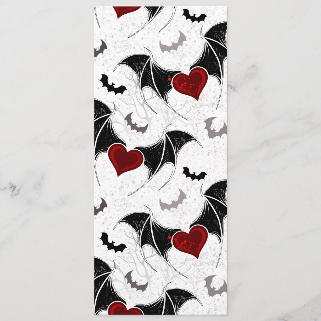 Halloween-Herz mit schwarzen Fledermausflügeln Hinweiskarte (Vorderseite)