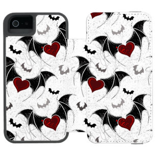 Halloween-Herz mit schwarzen Fledermausflügeln Incipio Watson™ iPhone 5 Geldbörsen Hülle