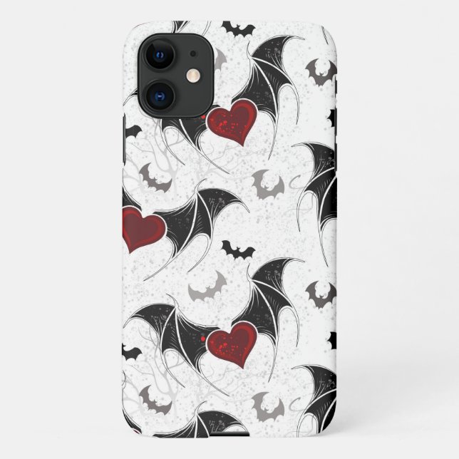 Halloween-Herz mit schwarzen Fledermausflügeln iPhone 11 Hülle (Rückseite)