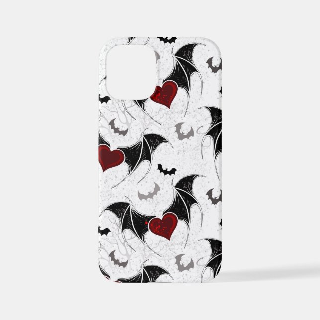 Halloween-Herz mit schwarzen Fledermausflügeln iPhone 12 Mini Hülle (Rückseite)