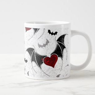 Halloween-Herz mit schwarzen Fledermausflügeln Jumbo-Tasse
