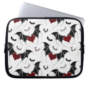 Halloween-Herz mit schwarzen Fledermausflügeln Laptopschutzhülle