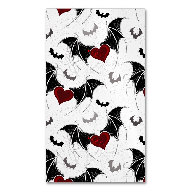 Halloween-Herz mit schwarzen Fledermausflügeln Magnetische Visitenkarte (Vorderseite Vertikal)
