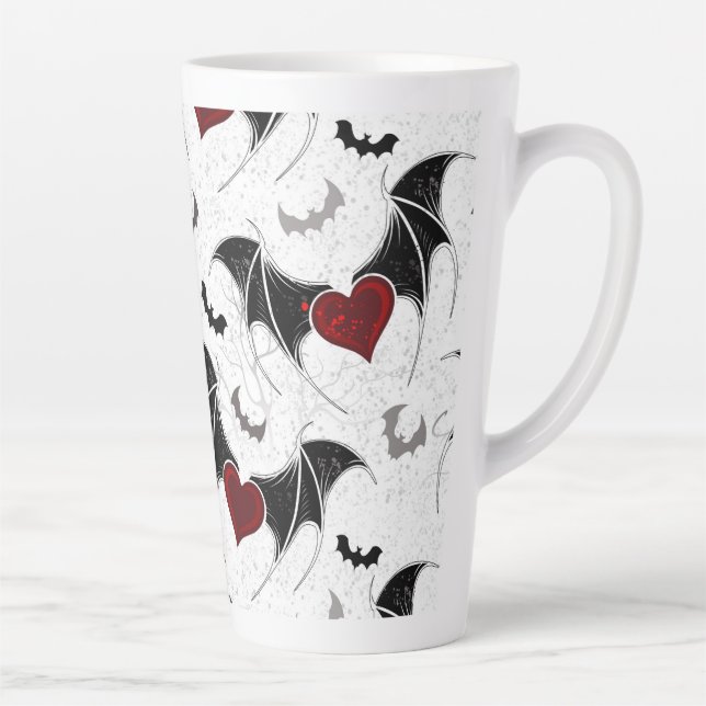 Halloween-Herz mit schwarzen Fledermausflügeln Milchtasse (Rechts)