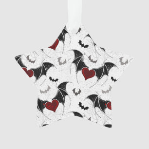 Halloween-Herz mit schwarzen Fledermausflügeln Ornament