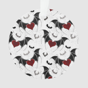 Halloween-Herz mit schwarzen Fledermausflügeln Ornament
