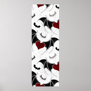 Halloween-Herz mit schwarzen Fledermausflügeln Poster
