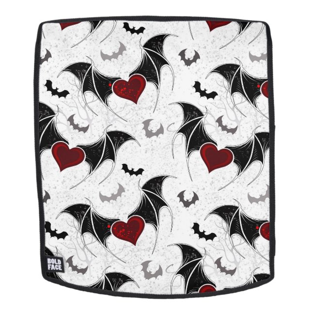 Halloween-Herz mit schwarzen Fledermausflügeln Rucksack (Abnehmbare Front)