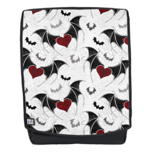 Halloween-Herz mit schwarzen Fledermausflügeln Rucksack