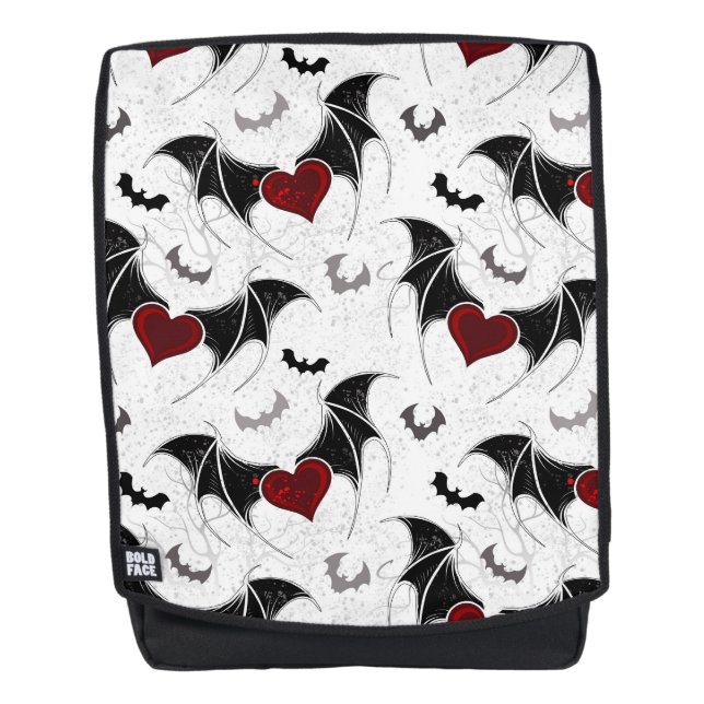 Halloween-Herz mit schwarzen Fledermausflügeln Rucksack (Vorderseite)