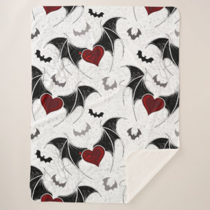 Halloween-Herz mit schwarzen Fledermausflügeln Sherpadecke