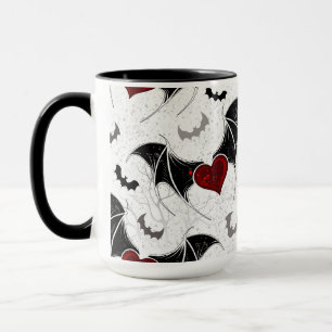 Halloween-Herz mit schwarzen Fledermausflügeln Tasse