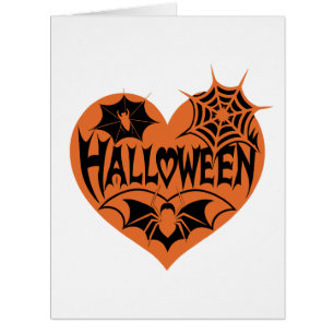 Halloween-Herz, orange Herzform, Spinnennetz
