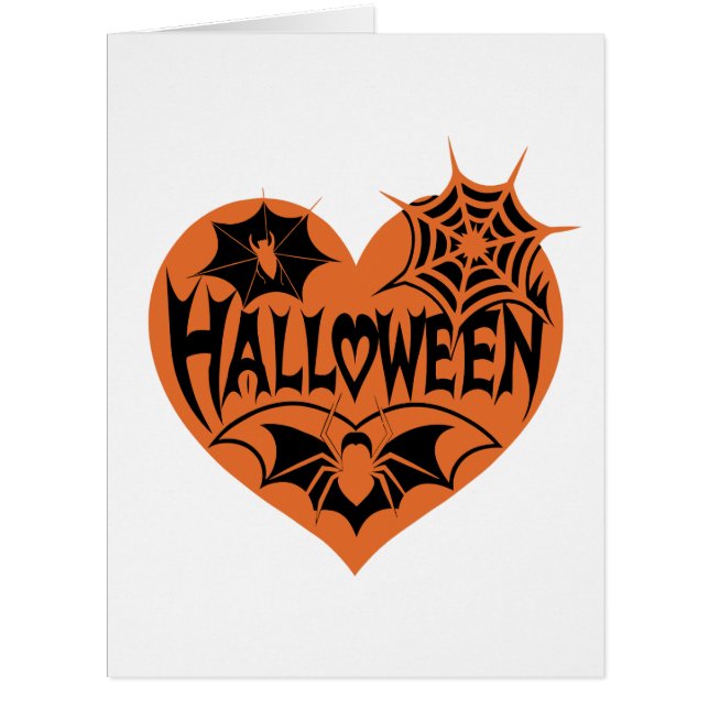 Halloween-Herz, orange Herzform, Spinnennetz (Vorderseite)